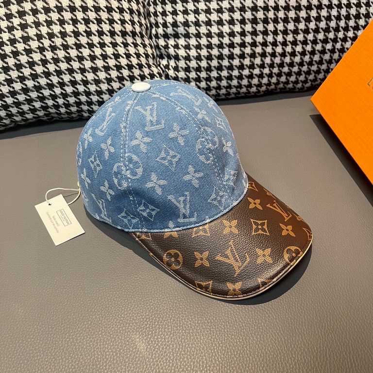 LV (Louis Vuitton).With box cloth bag, LV (Louis Vuitton) new original single baseball cap, old flower splicing, 11 open mold customized, original denim fabric   counter old flower leather, workmanship is meticulous and 