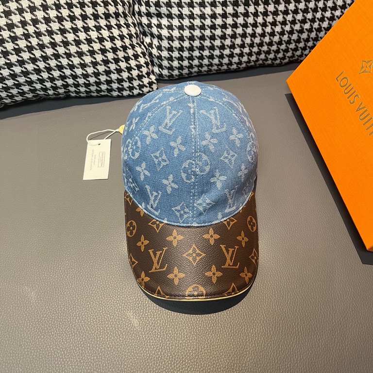 LV (Louis Vuitton).With box cloth bag, LV (Louis Vuitton) new original single baseball cap, old flower splicing, 11 open mold customized, original denim fabric   counter old flower leather, workmanship is meticulous and 