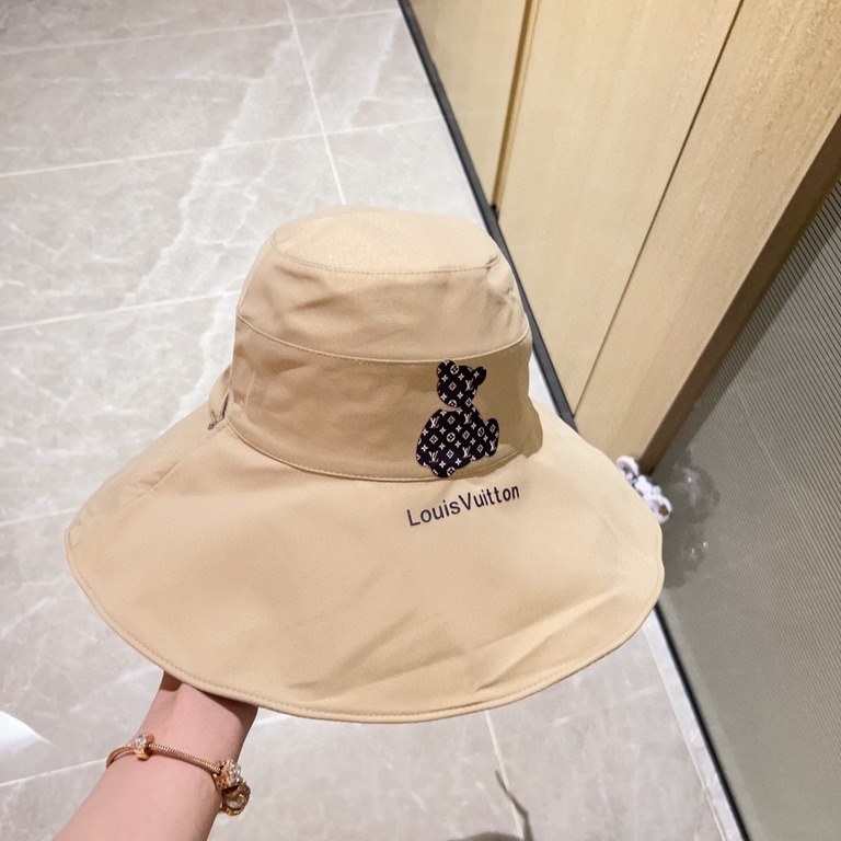 with dust bag [LV Louis Vuitton] 2023 spring and summer new large-brimmed double-sided big brand bear fisherman hat, sunshade big models super good with the eyes closed into a