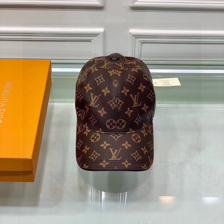 With packaging cloth bag, LV Louis Vuitton classic original single baseball cap, classic old flower, 11 open mold customized, the original counter PU leather   head layer cowhide wrapped edge, long years of explosive ver