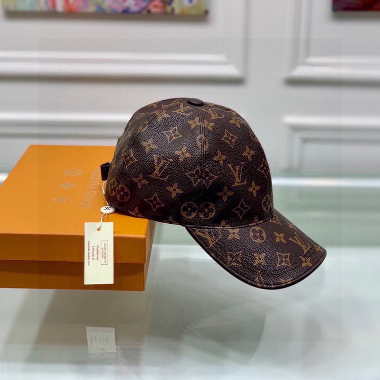 With packaging cloth bag, LV Louis Vuitton classic original single baseball cap, classic old flower, 11 open mold customized, the original counter PU leather   head layer cowhide wrapped edge, long years of explosive ver