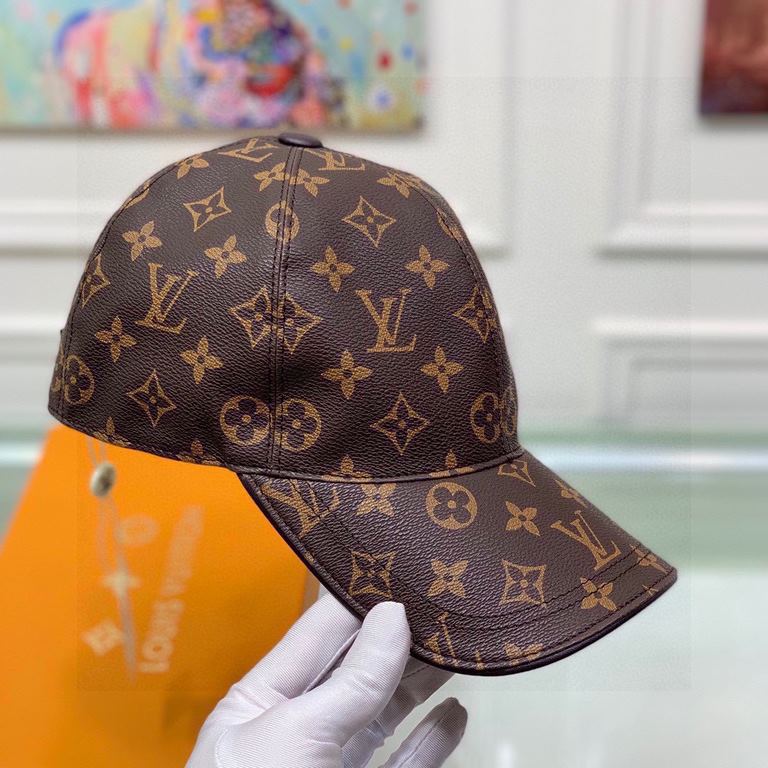 With packaging cloth bag, LV Louis Vuitton classic original single baseball cap, classic old flower, 11 open mold customized, the original counter PU leather   head layer cowhide wrapped edge, long years of explosive ver