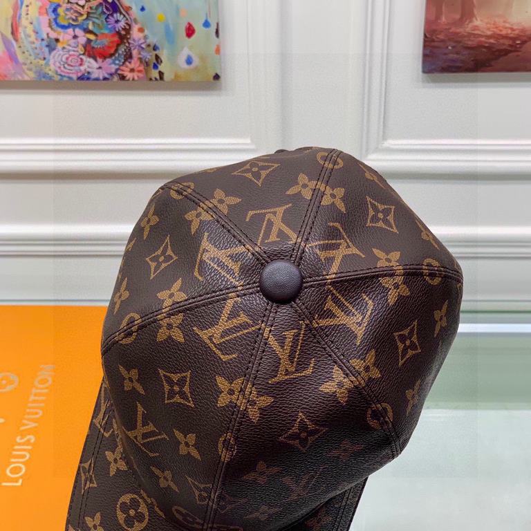 With packaging cloth bag, LV Louis Vuitton classic original single baseball cap, classic old flower, 11 open mold customized, the original counter PU leather   head layer cowhide wrapped edge, long years of explosive ver