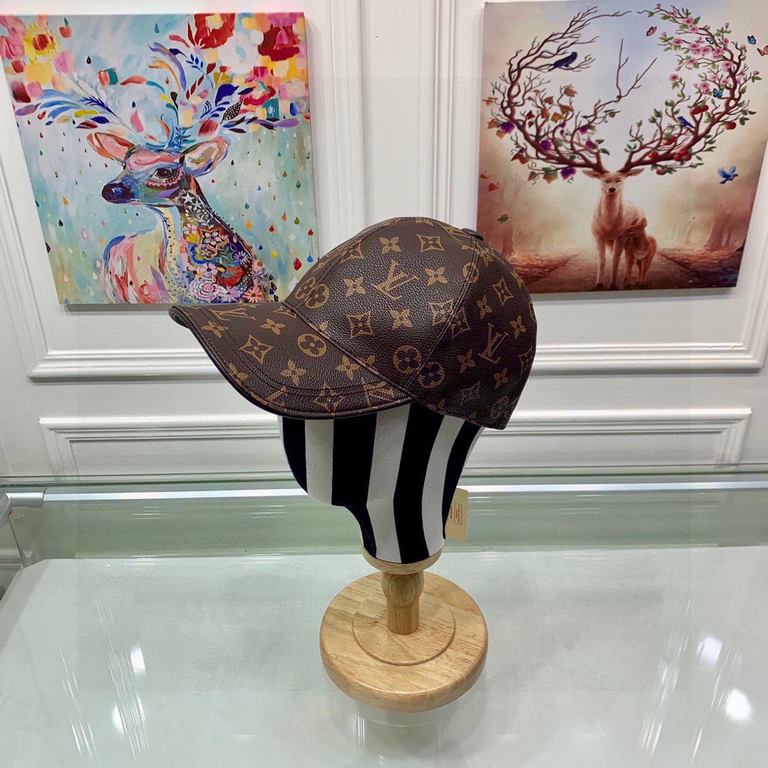 With packaging cloth bag, LV Louis Vuitton classic original single baseball cap, classic old flower, 11 open mold customized, the original counter PU leather   head layer cowhide wrapped edge, long years of explosive ver