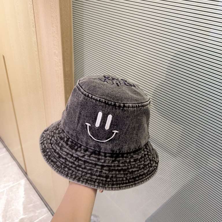 with dust bag [LV Louis Vuitton] 2023 spring and summer denim smiley face simple paragraph fisherman's hat, the big models are super good with, hurry to get!