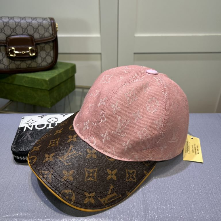 LV (Louis Vuitton) new original single baseball cap, old flower splicing, 11 open mold customized, original printing satin fabric   counter old flower leather, meticulous and perfect workmanship, awesome quality, basic h