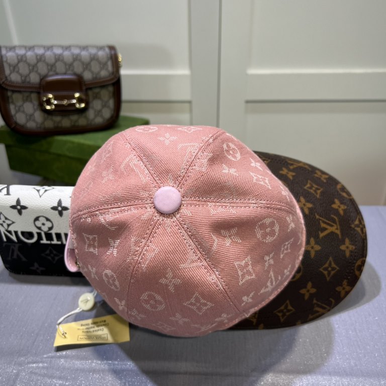 LV (Louis Vuitton) new original single baseball cap, old flower splicing, 11 open mold customized, original printing satin fabric   counter old flower leather, meticulous and perfect workmanship, awesome quality, basic h