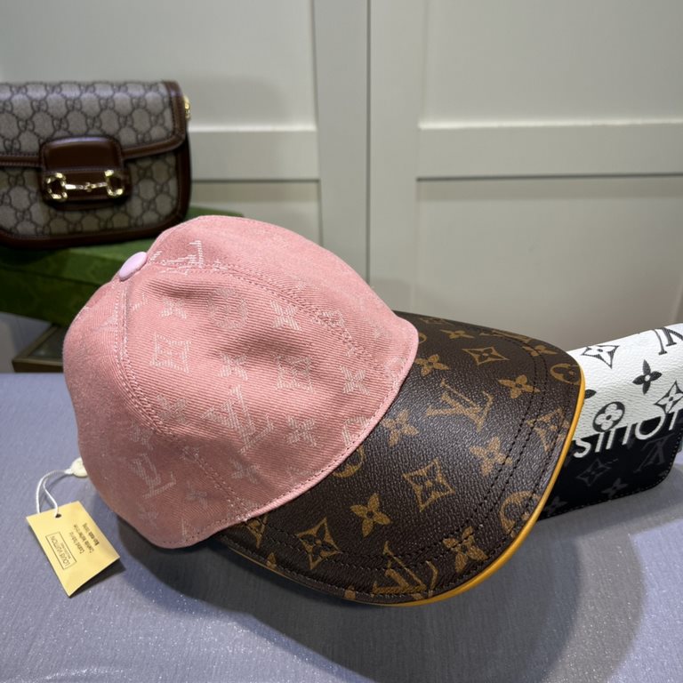 LV (Louis Vuitton) new original single baseball cap, old flower splicing, 11 open mold customized, original printing satin fabric   counter old flower leather, meticulous and perfect workmanship, awesome quality, basic h