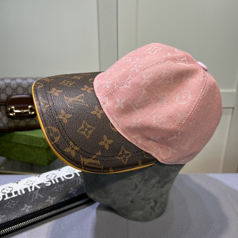 LV (Louis Vuitton) new original single baseball cap, old flower splicing, 11 open mold customized, original printing satin fabric   counter old flower leather, meticulous and perfect workmanship, awesome quality, basic h