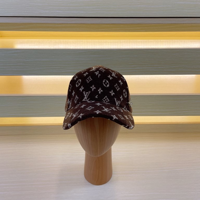 LV (Louis Vuitton) new duck tongue cap, tweed baseball cap, 100% wool fabric  % Haute Couture, head circumference 57cm