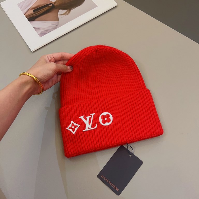 Special   LVLouis Vuitton Official website one to one quality, HEADLINE cold hatClassic old flower embroidery wool hat , six colors into