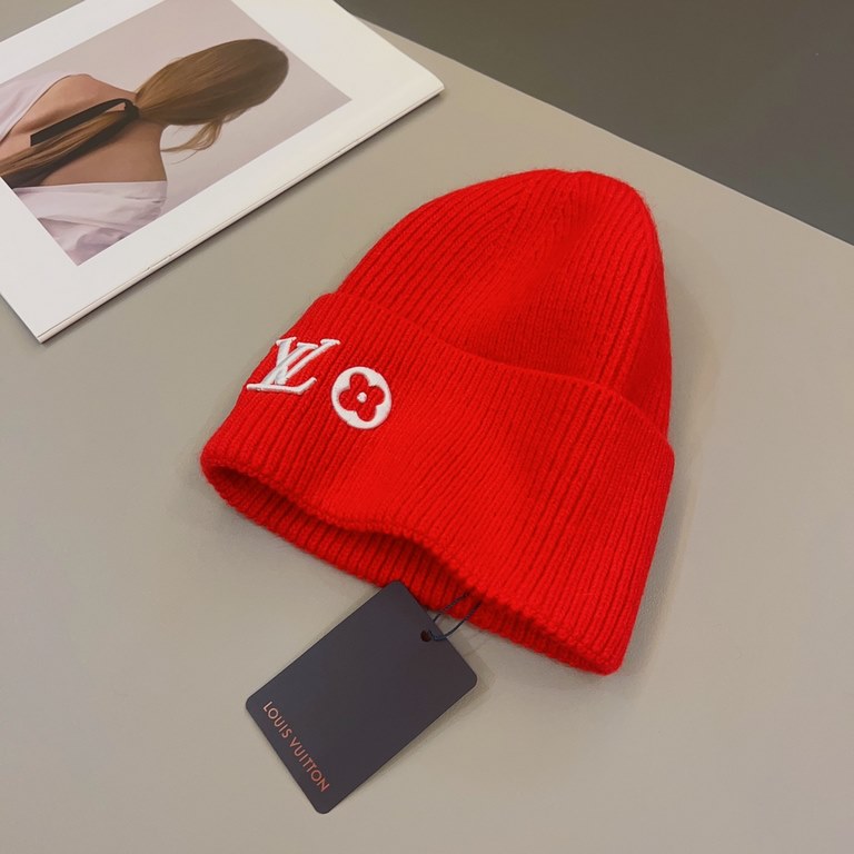 Special   LVLouis Vuitton Official website one to one quality, HEADLINE cold hatClassic old flower embroidery wool hat , six colors into