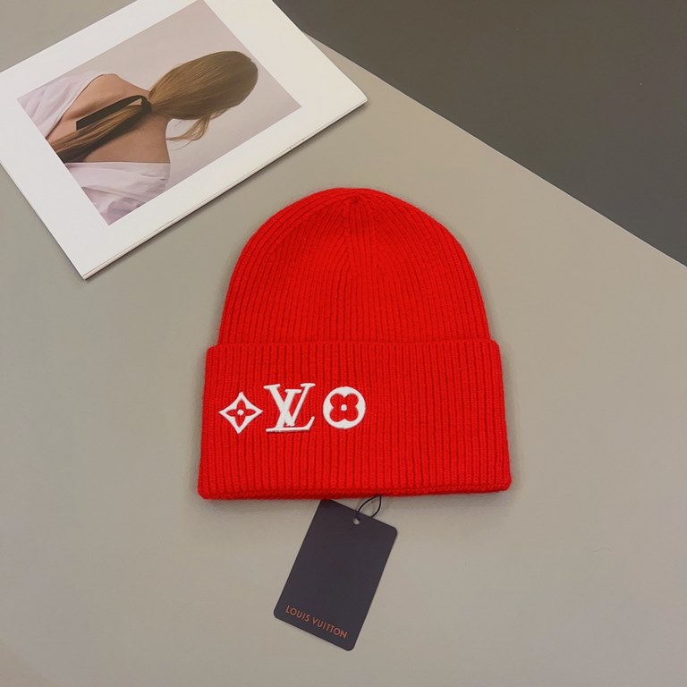 Special   LVLouis Vuitton Official website one to one quality, HEADLINE cold hatClassic old flower embroidery wool hat , six colors into