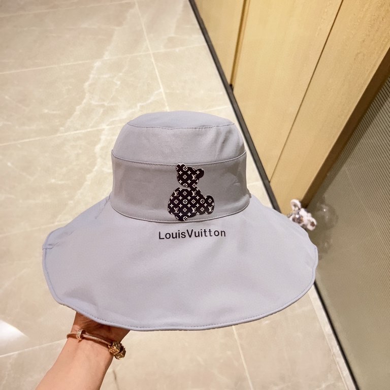 with dust bag [LV Louis Vuitton] 2023 spring and summer new large-brimmed double-sided big brand bear fisherman hat, sunshade big models super good with the eyes closed into a