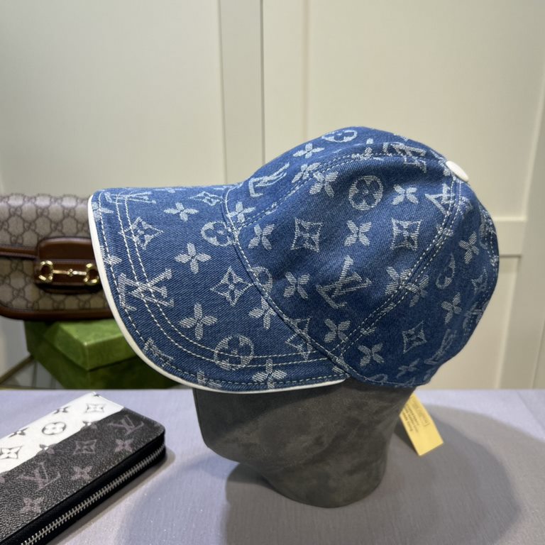 LV Louis Vuitton new original single baseball cap, LV denim jacquard, counter 11 open mold order, original canvas fabric   head layer cowhide, light and breathable! Awesome quality, base head circumference 56, patch adju