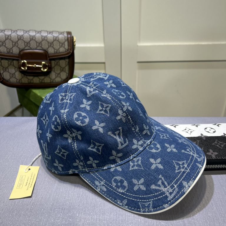 LV Louis Vuitton new original single baseball cap, LV denim jacquard, counter 11 open mold order, original canvas fabric   head layer cowhide, light and breathable! Awesome quality, base head circumference 56, patch adju