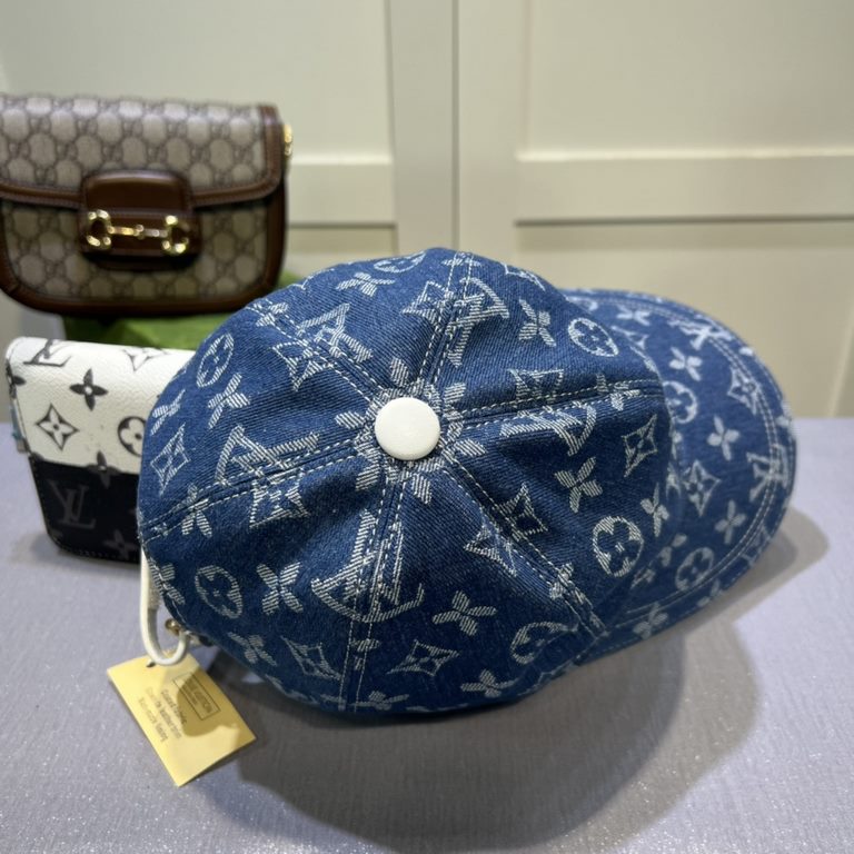 LV Louis Vuitton new original single baseball cap, LV denim jacquard, counter 11 open mold order, original canvas fabric   head layer cowhide, light and breathable! Awesome quality, base head circumference 56, patch adju