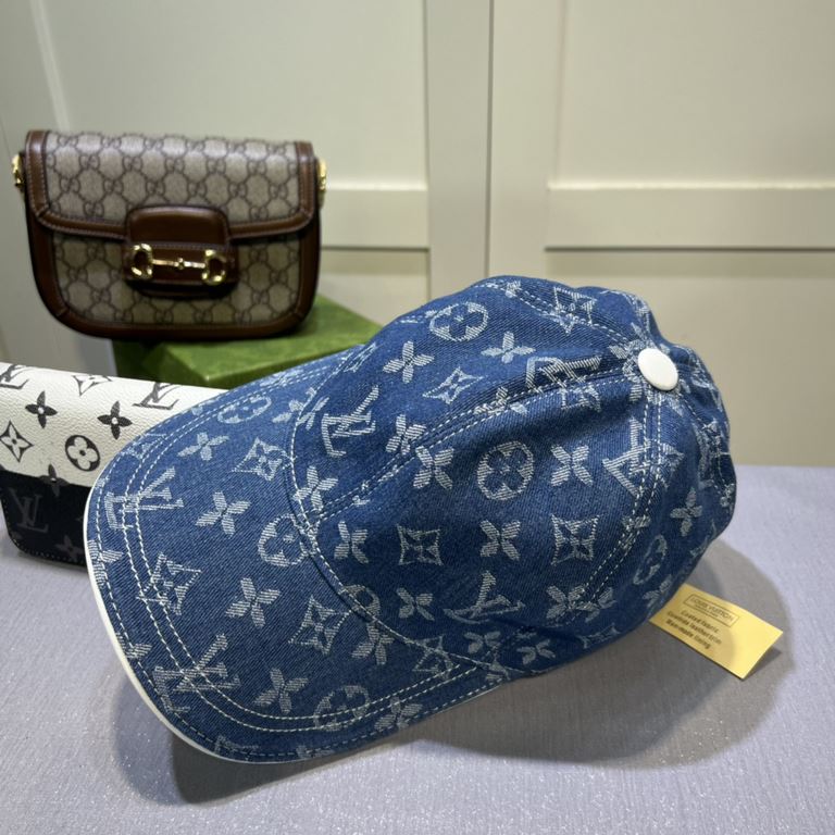 LV Louis Vuitton new original single baseball cap, LV denim jacquard, counter 11 open mold order, original canvas fabric   head layer cowhide, light and breathable! Awesome quality, base head circumference 56, patch adju