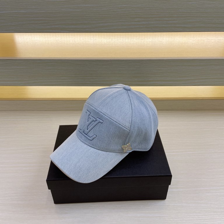 LV (Louis Vuitton) original single baseball cap, washed denim, counter 11 open mold customized, original denim fabric   head layer cowhide, lightweight and breathable! Awesome quality, base head circumference 56, adjusta