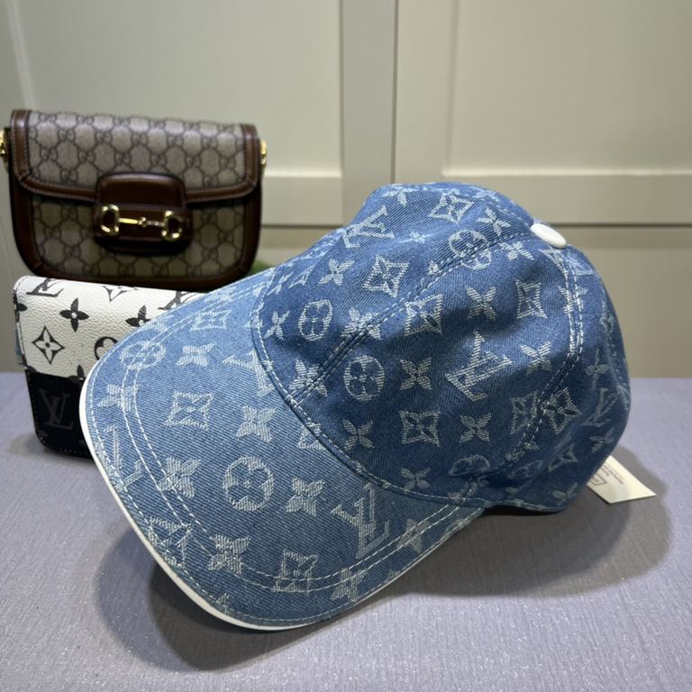 LV Louis Vuitton new original single baseball cap, LV denim jacquard, counter 11 open mold order, original canvas fabric   head layer cowhide, light and breathable! Awesome quality, base head circumference 56, patch adju