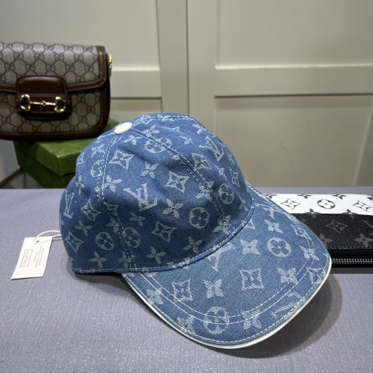 LV Louis Vuitton new original single baseball cap, LV denim jacquard, counter 11 open mold order, original canvas fabric   head layer cowhide, light and breathable! Awesome quality, base head circumference 56, patch adju