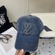 With dust bag LV (Louis Vuitton) original single baseball cap, washed denim, counter 11 open mold customized, original denim fabric   head layer cowhide, lightweight and breathable! Awesome quality, base head circumferen