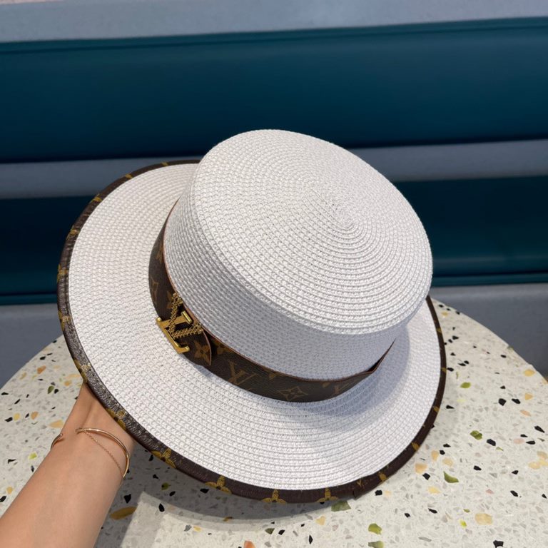 Louis Vuitton LV straw hat, countless fashionistas must-have, imported fine straw material, fine straw weaving, traveling out on the street good choice!