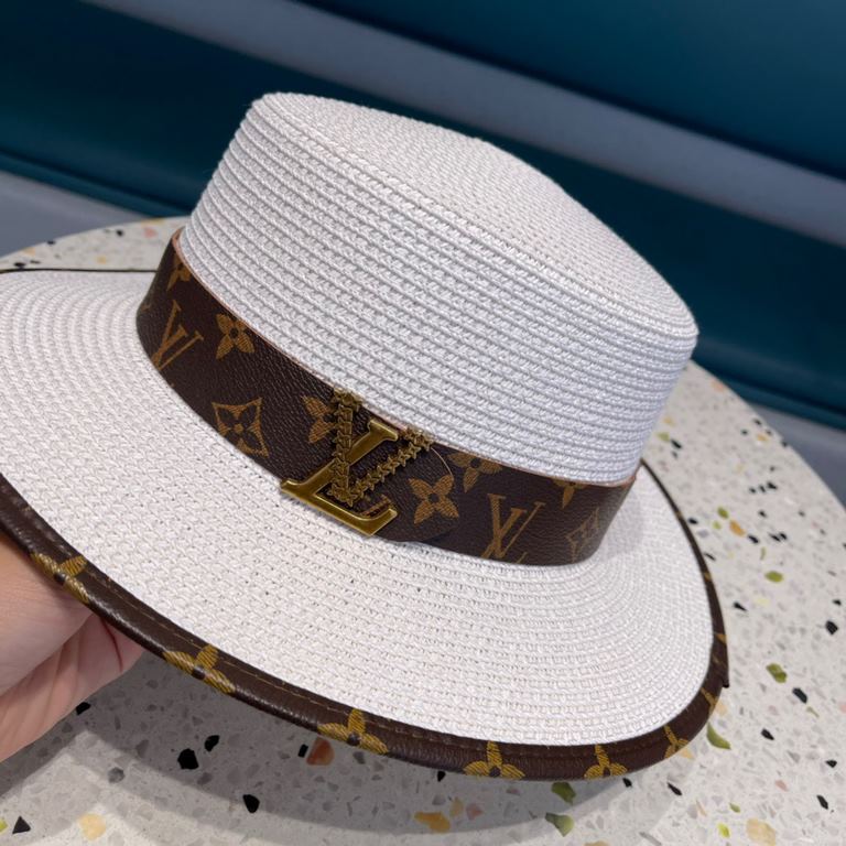 Louis Vuitton LV straw hat, countless fashionistas must-have, imported fine straw material, fine straw weaving, traveling out on the street good choice!