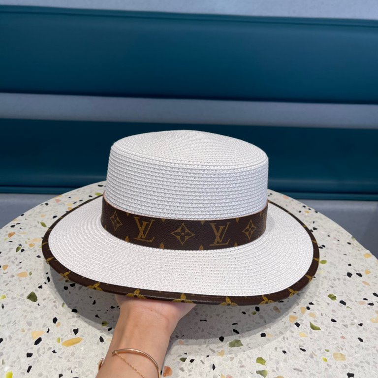 Louis Vuitton LV straw hat, countless fashionistas must-have, imported fine straw material, fine straw weaving, traveling out on the street good choice!