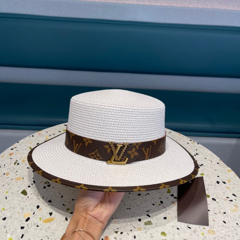 Louis Vuitton LV straw hat, countless fashionistas must-have, imported fine straw material, fine straw weaving, traveling out on the street good choice!