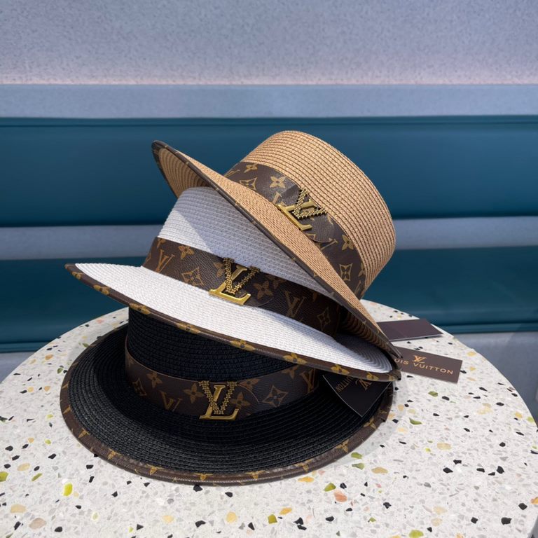 Louis Vuitton LV straw hat, countless fashionistas must-have, imported fine straw material, fine straw weaving, traveling out on the street good choice!