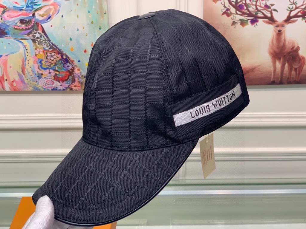 With packaging cloth bag, LV Louis Vuitton new original single baseball cap, checkered webbing, 11 open mold customized, original canvas fabric   head layer cowhide, checkered style simple handsome, quality is superb, th