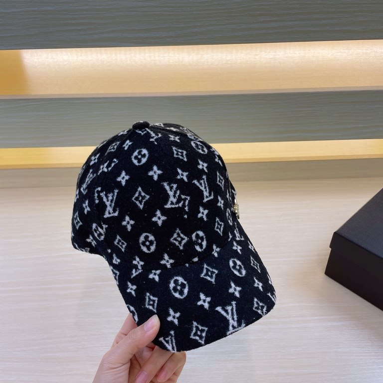 LV (Louis Vuitton) new duck tongue cap, tweed baseball cap, 100% wool fabric  % Haute Couture, head circumference 57cm