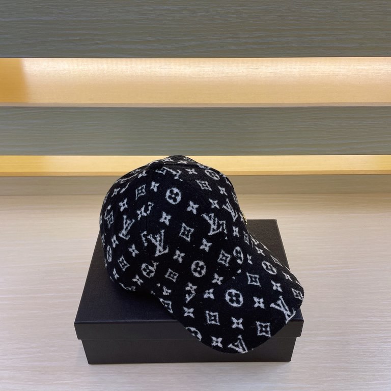 LV (Louis Vuitton) new duck tongue cap, tweed baseball cap, 100% wool fabric  % Haute Couture, head circumference 57cm