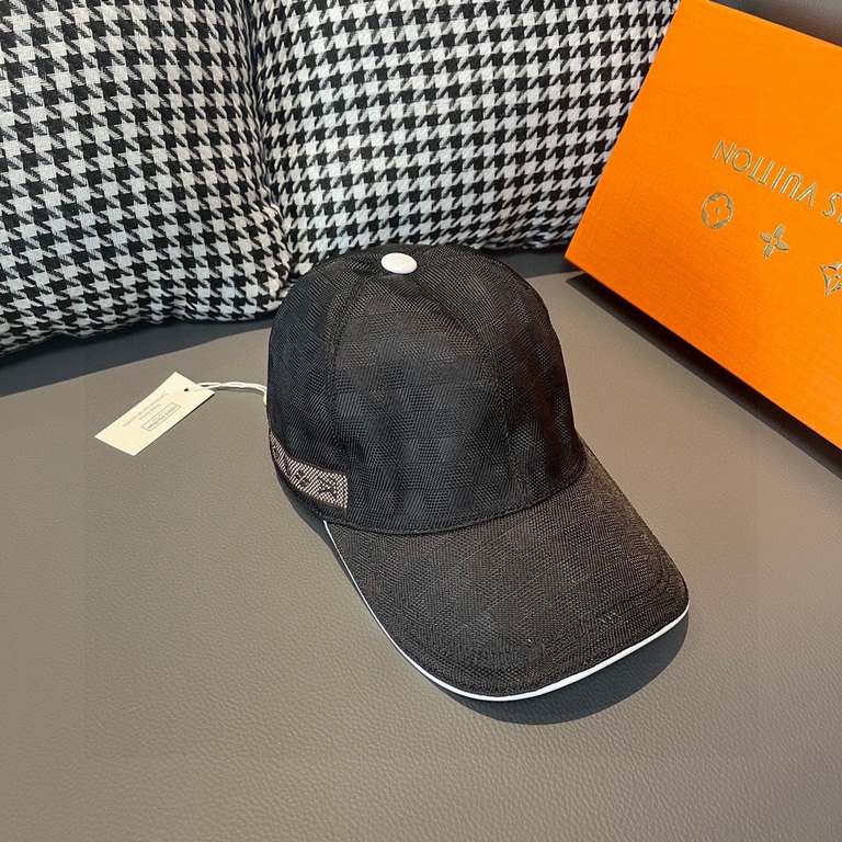 LV Louis VuittonWith packaging cloth bag, LV Louis Vuitton new original single baseball cap, classic checkerboard grid, 11 open mold customized, the original counter fabric   head layer cowhide, small square fashion hand