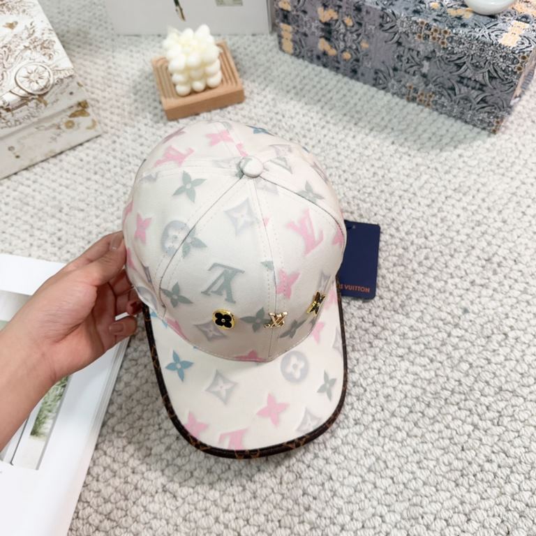 LV Louis Vuitton original single embroidered baseball cap Counter hot models cotton lining, lightweight and breathable. Perfect version of the grid accurate, original quality, exclusive physical shooting, men and women a