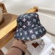 LV Louis Vuitton original single embroidered fisherman's hat counter hot models cotton lining, light and breathable. Perfect version of the grid accurate, original quality, exclusive physical shooting, men and women appl