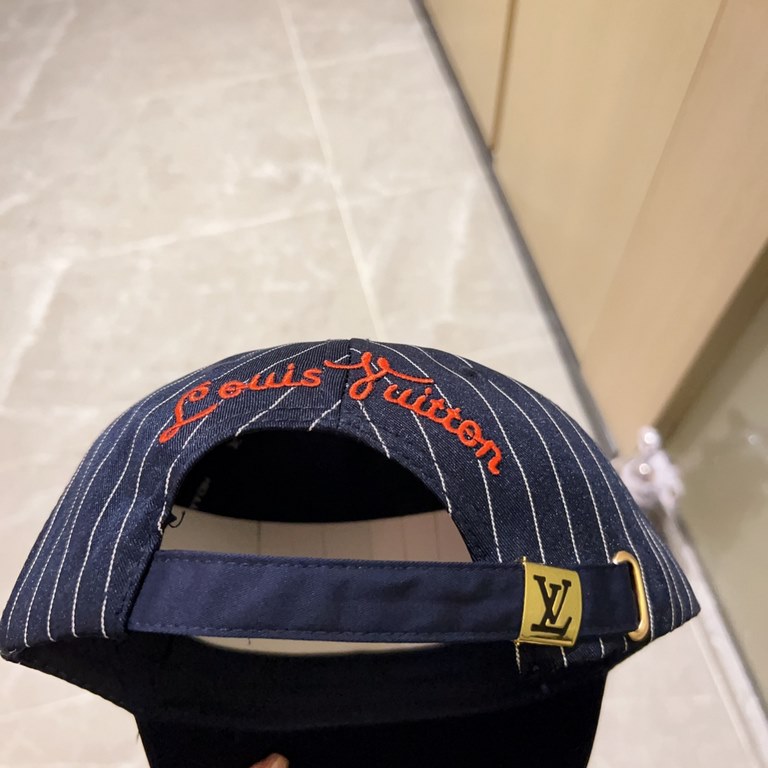 with dust bag [LV Louis Vuitton] 2023 new embroidered denim colorblocking baseball cap, new shipments, big name models are super good with, hurry up and get it!