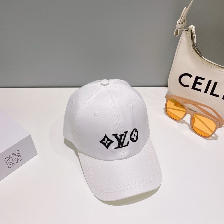 LV Louis Vuitton original single embroidered baseball cap Counter hot models cotton lining, lightweight and breathable. Perfect version of the grid accurate, original quality, exclusive physical shooting, men and women a