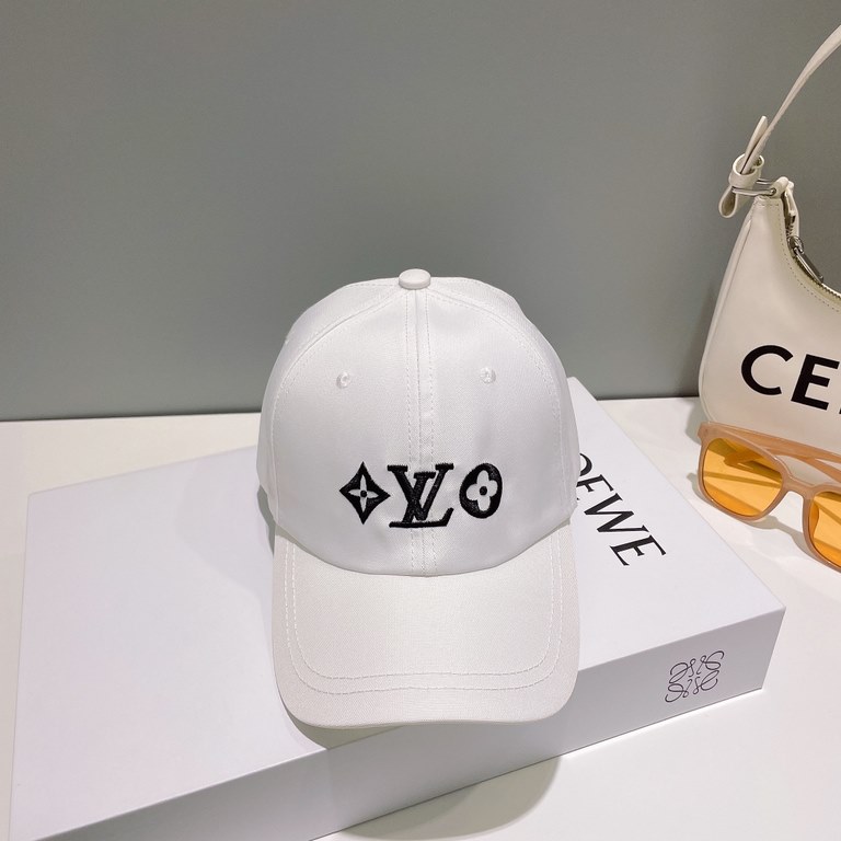 LV Louis Vuitton original single embroidered baseball cap Counter hot models cotton lining, lightweight and breathable. Perfect version of the grid accurate, original quality, exclusive physical shooting, men and women a