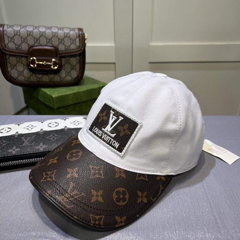 LV (Louis Vuitton) new original single baseball cap, LV embroidery, counter 11 open mold customized, original canvas fabric   head layer cowhide, fine embroidery! Awesome quality, base head circumference 56, patch adjust