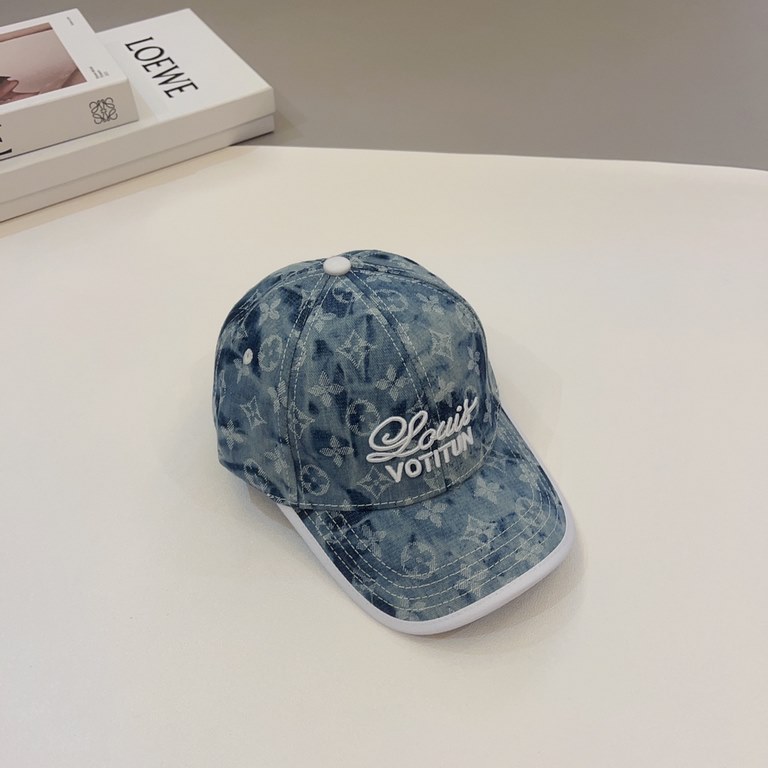 Louis Vuitton Baseball Cap LouisVuitton   new LV baseball cap, heavy duty, perfect splicing washed denim, high-end atmospheric