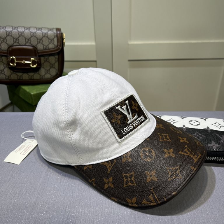 LV (Louis Vuitton) new original single baseball cap, LV embroidery, counter 11 open mold customized, original canvas fabric   head layer cowhide, fine embroidery! Awesome quality, base head circumference 56, patch adjust