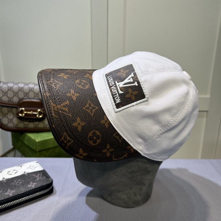 LV (Louis Vuitton) new original single baseball cap, LV embroidery, counter 11 open mold customized, original canvas fabric   head layer cowhide, fine embroidery! Awesome quality, base head circumference 56, patch adjust