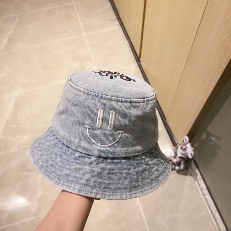 with dust bag [LV Louis Vuitton] 2023 spring and summer denim smiley face simple paragraph fisherman's hat, the big models are super good with, hurry to get!