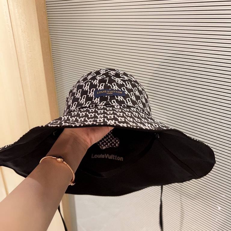 with dust bag [LV Louis Vuitton] 2023 spring and summer new large-brimmed double-sided big brand bear fisherman hat, sunshade big models super good with the eyes closed into a