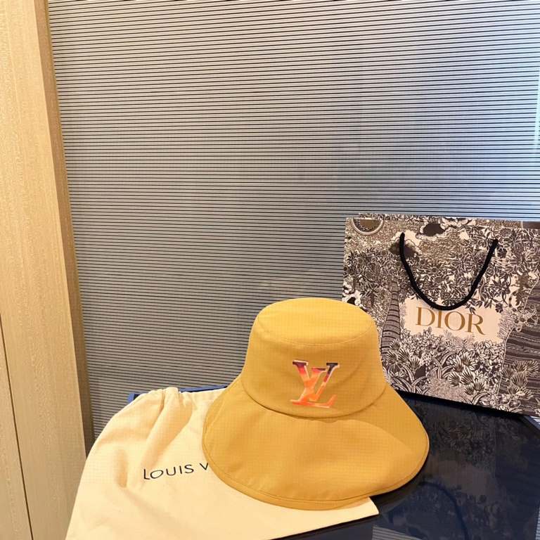 with dust bag [LV] 2023 new large-brimmed sun-shading collapsible fisherman's hat, out of the street essential super good with, hurry to get!