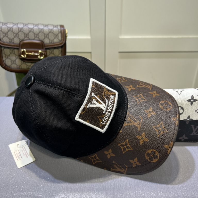 LV (Louis Vuitton) new original single baseball cap, LV embroidery, counter 11 open mold customized, original canvas fabric   head layer cowhide, fine embroidery! Awesome quality, base head circumference 56, patch adjust