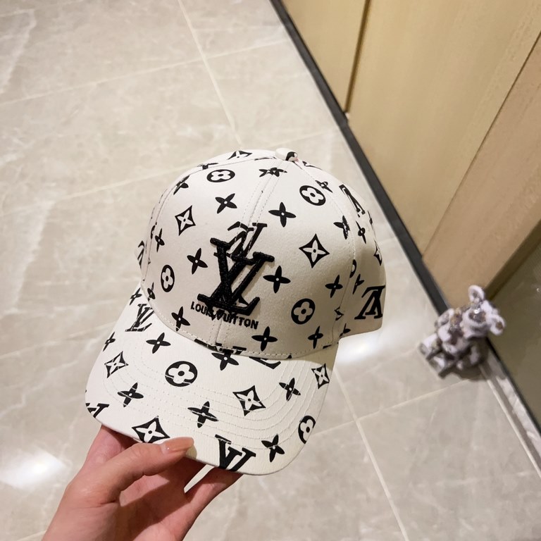 with dust bag [LV Louis Vuitton] 2023 new embroidered simple models of baseball caps, new shipments, the big models are super good with, hurry up to get!