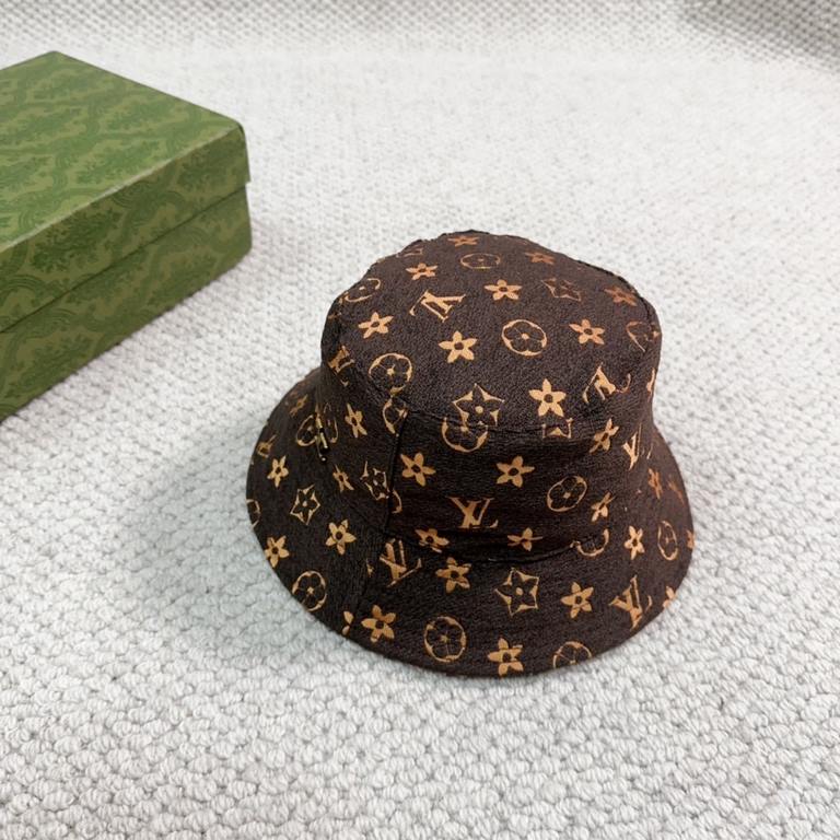 LV Louis Vuitton original single embroidered fisherman's hat counter hot models cotton lining, light and breathable. Perfect version of the grid accurate, original quality, exclusive physical shooting, men and women appl